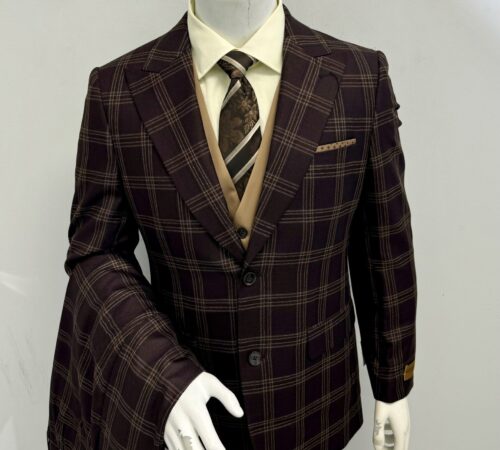 Steve Harvey 3Pc Brown w/Tan Window Pane