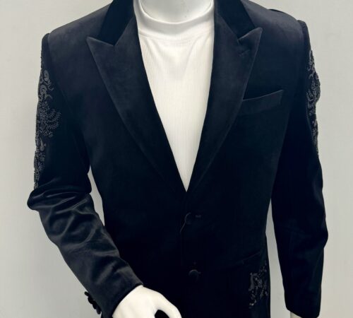 Barabas Sport Coat Black w/Black Embroidery