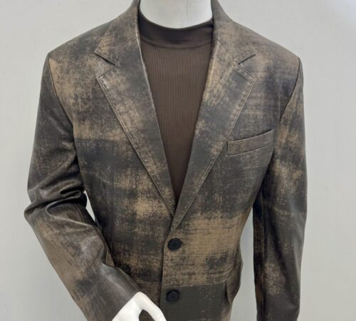 Barya Leather Sport Coat Black-Silme