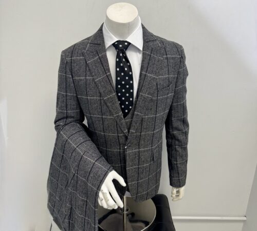 Rossiman 3Pc Charcoal w/ Window Pane Suit
