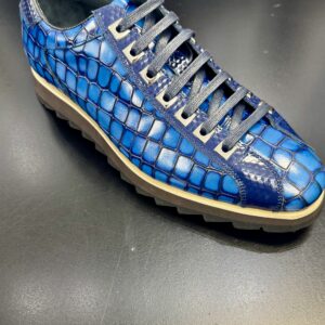 Carrucci Leather<Br Blue Alligator Print Lace Up