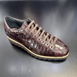 Carrucci Leather<Br Brown Alligator Print Lace Up