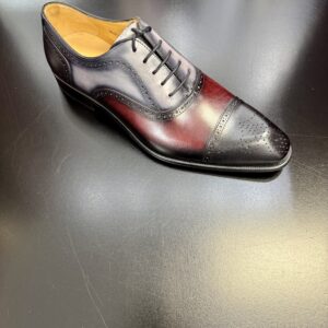 Mezlan Leather Galante <Br>Black Gray & Burgundy Lace Up