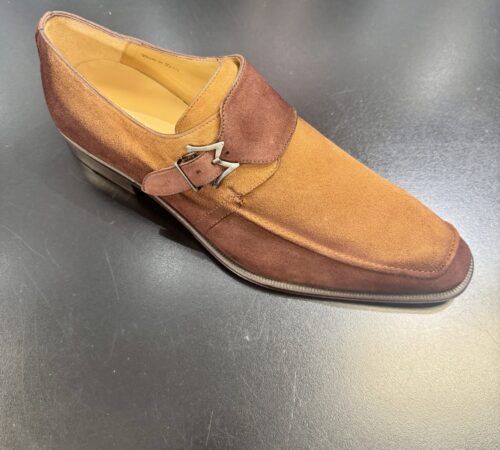 Mezlan Suede Diesel Cognac Monk Strap