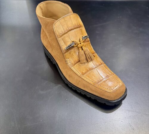 Mauri Camel Suede & Alligator Shoe