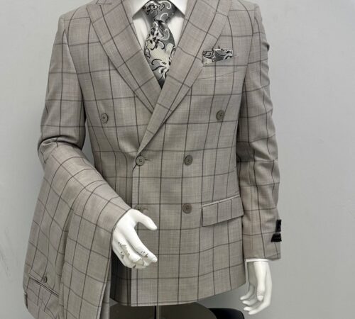 Tiglio Gray Double Breasted 3Pc w/Window Pane