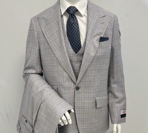 Tiglio 3Pc Gray Plaid Suit
