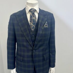 Tiglio 3Pc Navy & Green Suit