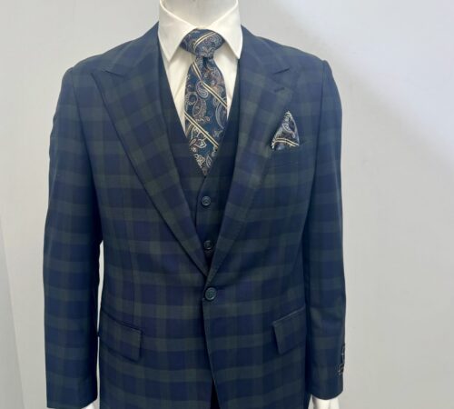 Tiglio 3Pc Navy & Green Suit