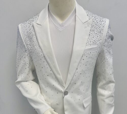 Barabas White Blazer w/Silver Studs