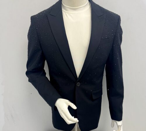 Barabas Sport Coat Black w/Black Studs