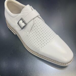 Giovanni Les White Leather Monk Strap