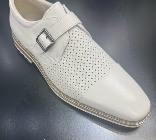 Giovanni Les White Leather Monk Strap