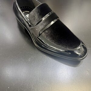 Stacy Adams Black Patent Leather & Suede Slip On