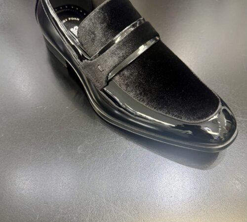 Stacy Adams Black Patent Leather & Suede Slip On