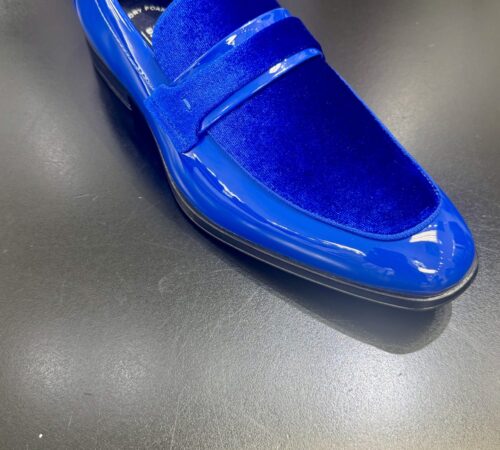 Stacy Adams Royal Blue Patent Leather & Suede Slip On