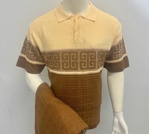 Stacy Adams Polo Short Set Beige & Brown
