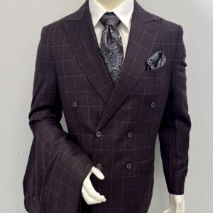 Tiglio Burgundy DB w/Cream Plaid