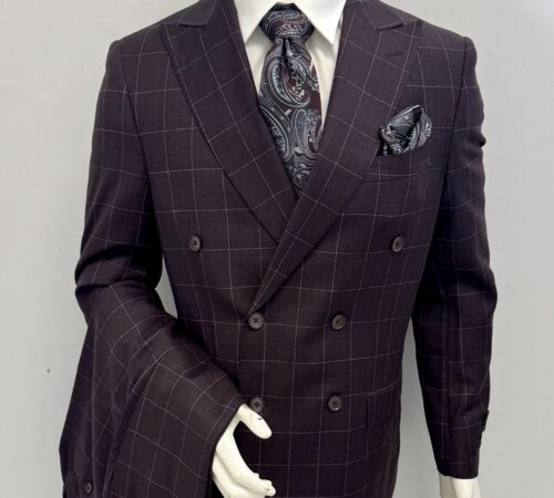 Tiglio Burgundy DB w/Cream Plaid
